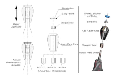 GREDDY Shift Knob A02-Low type lockout - Black - (14500582)