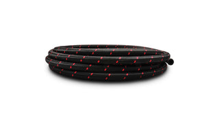 Vibrant -12 AN Two-Tone Black/Red Nylon Braided Flex Hose (20 foot roll)