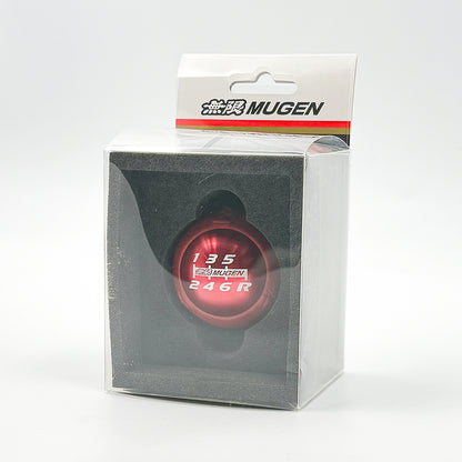 Mugen Spherical Shift Knob – Anodized (Red or Black) w/ Leather (6-Speed)