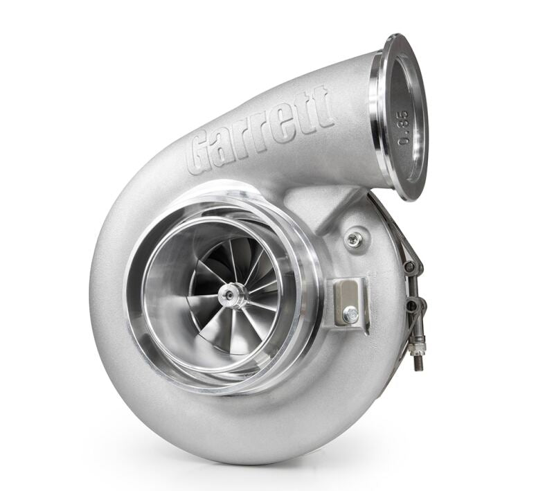 Turbocharger with 'Garrett' branding on a white background