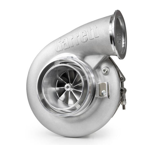 Turbocharger with 'Garrett' branding on a white background
